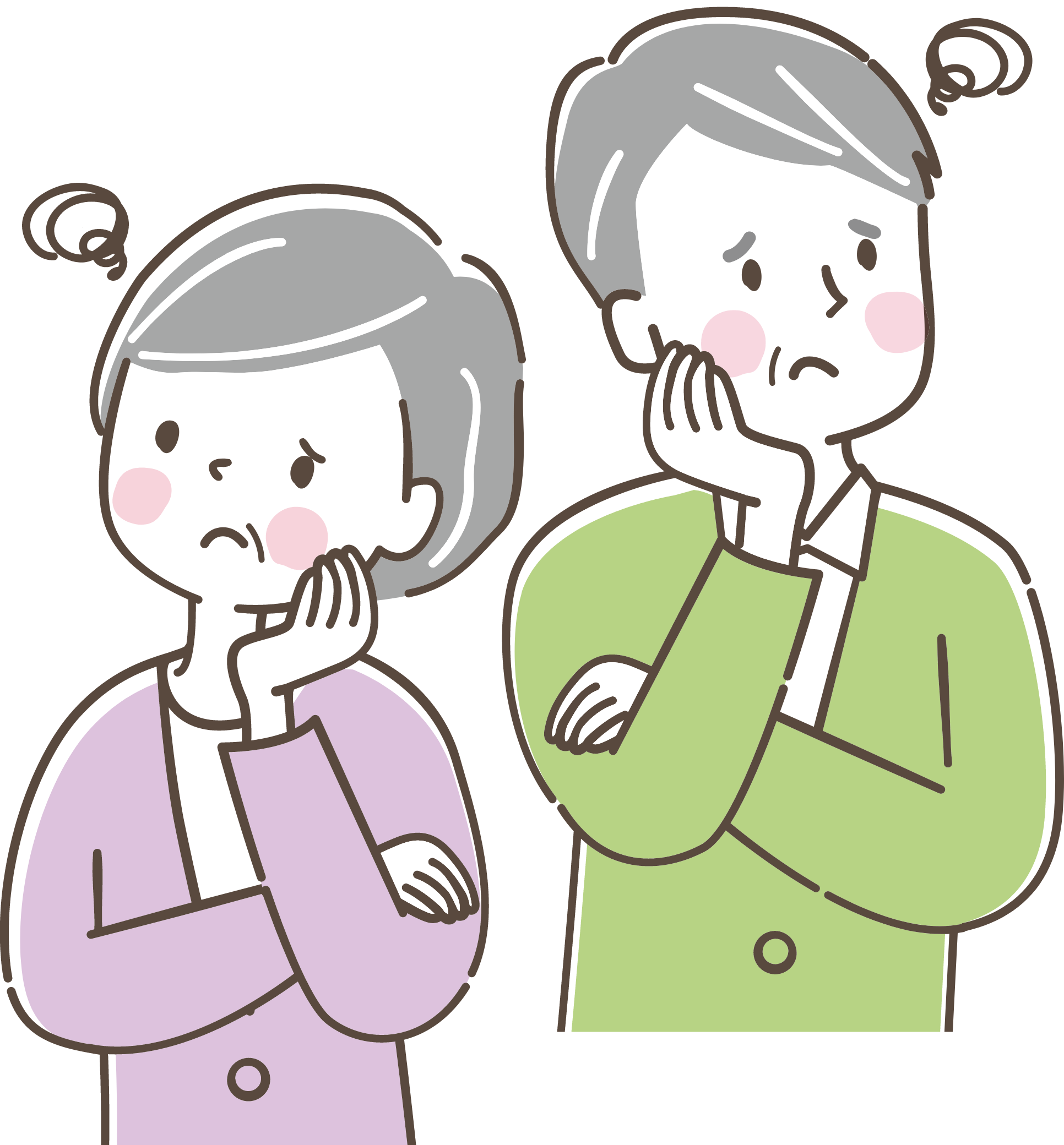困った表情のおばあさん